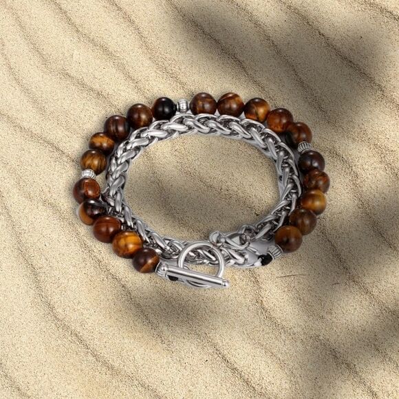 8inch x 8mm Tiger Eye Bead Franco Bracelet - Picture 3 of 3
